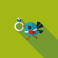 wedding bird with diamond ring flat icon N9