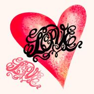 Heart symbol of love and Valentines day lettering N4