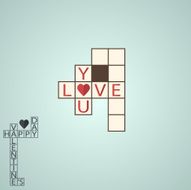 Holiday Postcard for ValentineÂs day in flat design Crossword