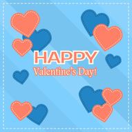 Holiday Postcard for Valentines day in flat design and elements