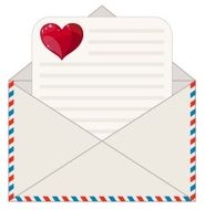 Envelope with a Letter in the Form of Valentines Stock
