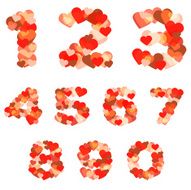 Colorful numbers made of hearts