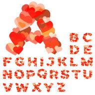 Colorful alphabet made of hearts