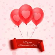 Happy Valentine&#039;s day banner with three balloons