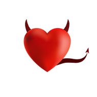 Devil horns with red heart