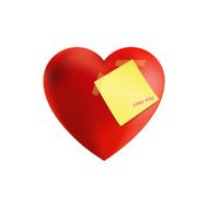 Red heart with post it