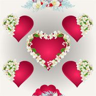 Seamless texture heart with jasmine vector