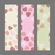 Set of Valentine&#039;s Day vertical banners Pink hearts ornament Vector