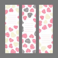 Set of Valentine&#039;s Day vertical banners Pink hearts ornament Vector N2