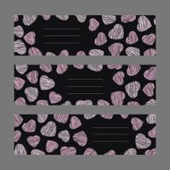 Set of Valentine&#039;s Day horizontal banners Pink hearts ornament Vector N3