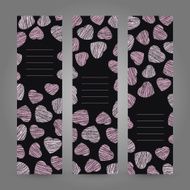 Set of Valentine&#039;s Day vertical banners Pink hearts ornament Vector N3