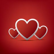 Simple realistic valentine&#039;s day hearts card design on red