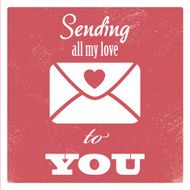Vintage valentine&#039;s day card concept design with envelope typography