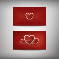 Valentine&#039;s day card concept design with envelope and hearts