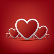Simple realistic valentine&#039;s day hearts card design on red N3