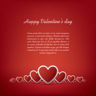 Simple realistic valentine&#039;s day hearts card design on red N4