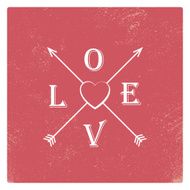 Vintage valentine card template with worn red background arrows heart N3