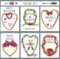 Vintage card set Doodle Hand drawing frame decor