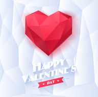 Red origami heart on white background with shadow Low-poly