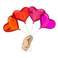 balloons in the form of a heart with word love
