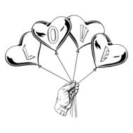 balloons in the form of a heart with word