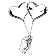 balloons in the form of heart his hand N2