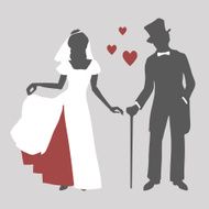 Bride and groom illustration in retro style N2