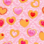Vector cute pink seamless Valentine&#039;s Day pattern N2