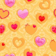 Vector cute yellow seamless Valentine&#039;s Day pattern