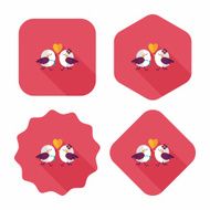Valentine's Day lover bird flat icon with long shadow eps10 N86