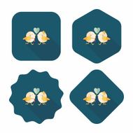 Valentine's Day lover bird flat icon with long shadow eps10 N87
