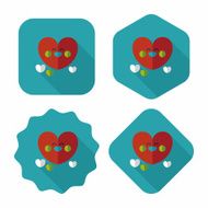 Valentine&#039;s Day love heart flat icon with long shadow eps10 N45