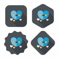 Valentine&#039;s Day love heart flat icon with long shadow eps10 N46
