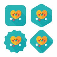Valentine&#039;s Day love heart flat icon with long shadow eps10 N47