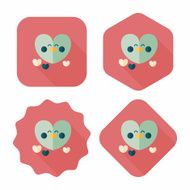 Valentine&#039;s Day love heart flat icon with long shadow eps10 N48