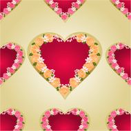 Seamless texture heart with roses gold background vector