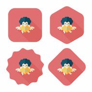 Valentine&#039;s Day cupid flat icon with long shadow eps10 N22