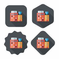 Valentine's day hotel flat icon with long shadow eps10 N25