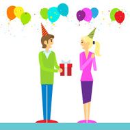 happy birthday couple man give gift box