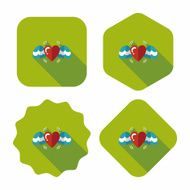 Valentine&#039;s Day love heart flat icon with long shadow eps10 N49