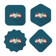 Valentine&#039;s Day love heart flat icon with long shadow eps10 N52