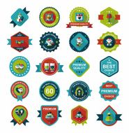 Wedding badge banner flat design background set eps10