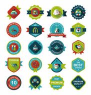 Wedding badge banner flat design background set eps10 N3