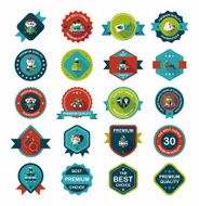 Wedding badge banner flat design background set eps10 N7