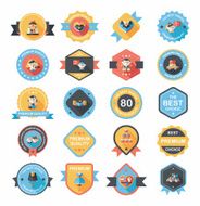 Wedding badge banner flat design background set eps10 N8
