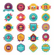 Wedding badge banner flat design background set eps10 N19