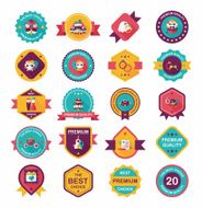 Wedding badge banner flat design background set eps10 N22