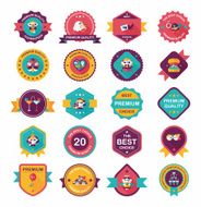 Wedding badge banner flat design background set eps10 N26