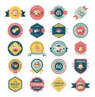 Wedding badge banner flat design background set eps10 N28