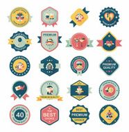 Wedding badge banner flat design background set eps10 N31